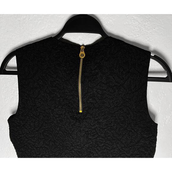 Draper James Women's Black Sheath Textured Dress White Floral Embellishments - Picture 7 of 8